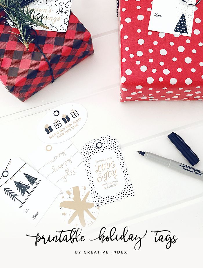 Free Printable Holiday Gift Tags by Creative Index