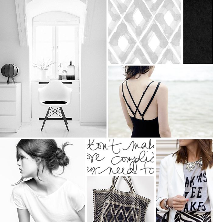 black and white moodboard