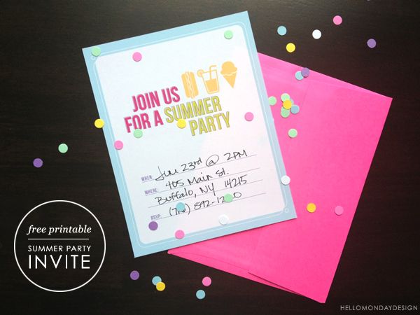 Free Summer Party Invite from Hello Monday
