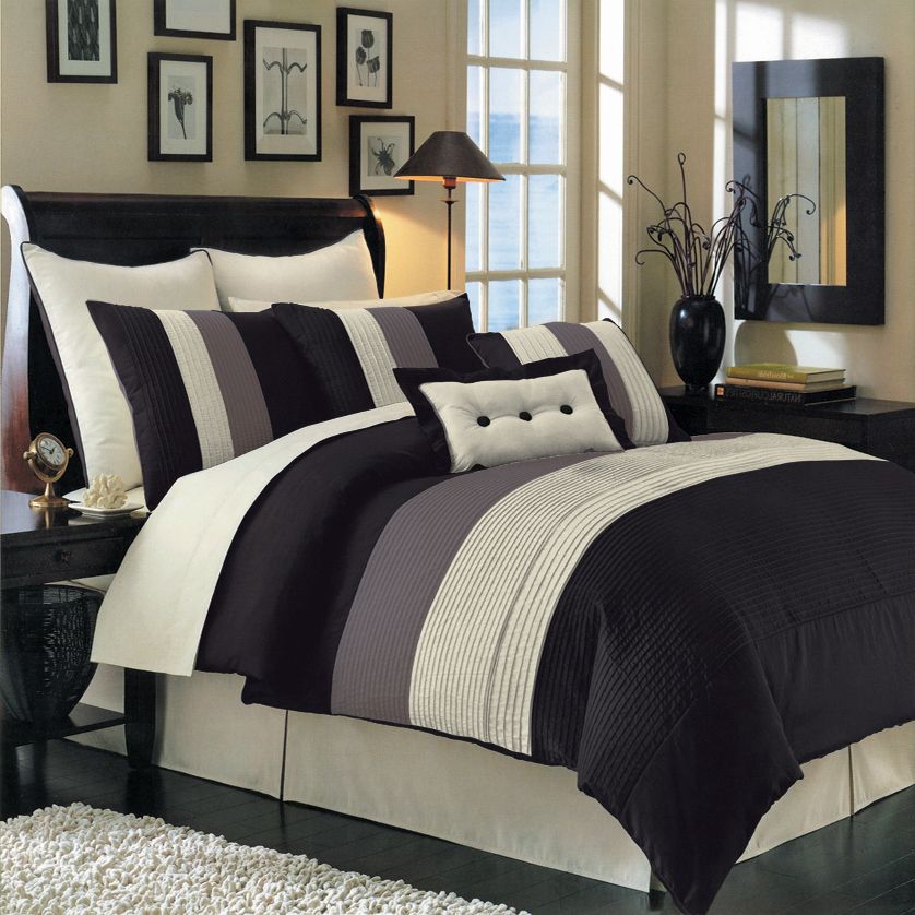 Black Hudson Royal Tradition 8 PC Comforter Bedding Set Pillow ...