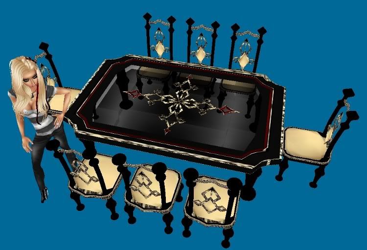Ornate Blk n Gold Dining Table