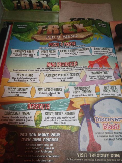 t rex disney springs menu