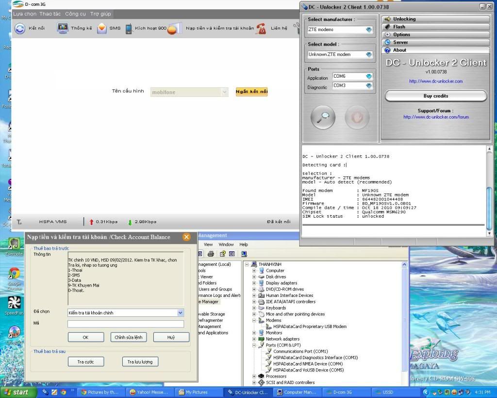 unlock usb 3g mf190s thành công, nhận unlock tại Đà Nẵng Viết bởi thanhvinht94