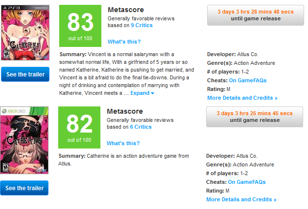 Forum Image: http://i1229.photobucket.com/albums/ee477/Calista_Astra_Agent/CatherineMetacriticscore.png