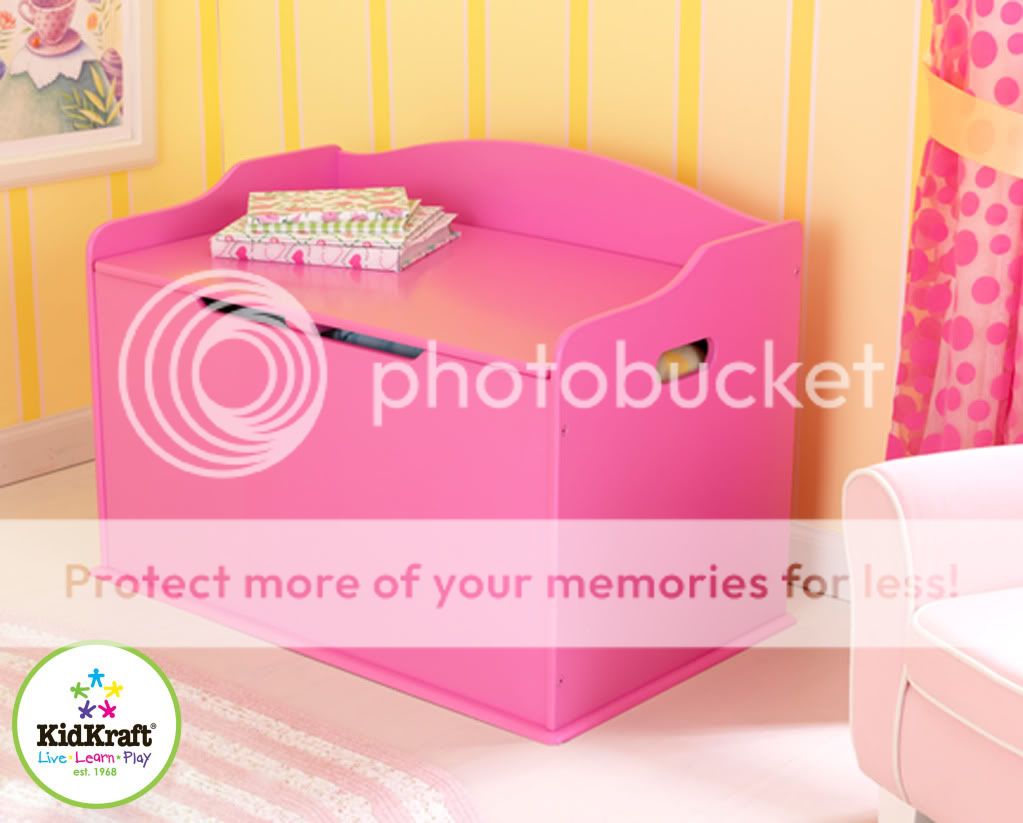 KidKraft Austin Toy Box Chest Bench Storage Kids Room Bubblegum Pink