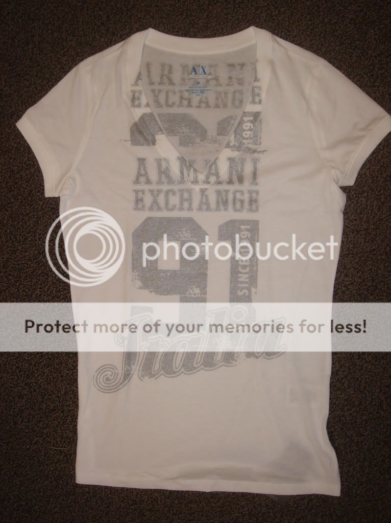 Armani Exchange Womens V neck Tshirt Silver Logo  