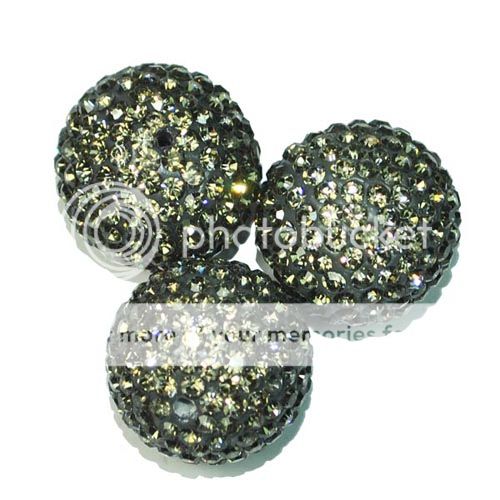 16mm 18mm 20mm 22mm 24mm White Gray Pave Crystal Rhinestone Ball 