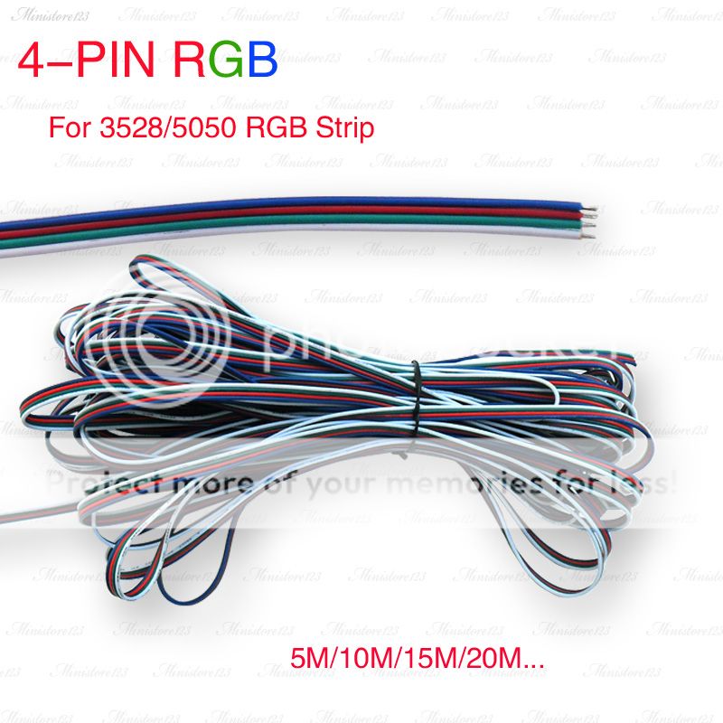 4 Pin RGB Extension Wire Cable Cord 5M 10M 15M 30M 50M for 3528 5050 LED Strip